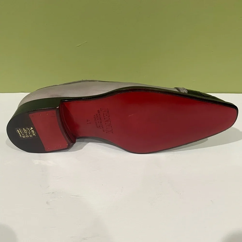 Fennix Italy shoes dressy leather calf /alligator gray/black - Picture 5 of 5